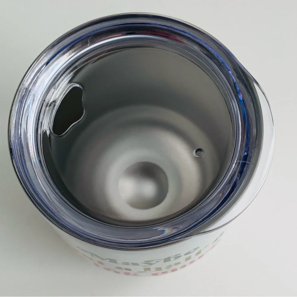 Wine Tumbler with Lid “Maybe Just A Half A Drink More” 12oz White NWT